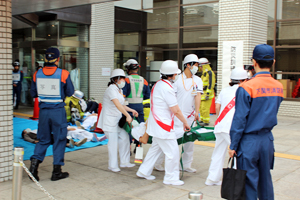 写真：下関市立市民病院防災訓練1